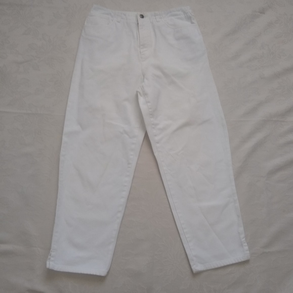 High waist cropped jeans white Tapered - Picture 1 of 8
